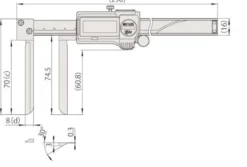Mitutoyo ABSOLUTE Digimatic Skjutmått 573-742-20 0,4-8in, 0,0005in knivformade skänklar, IP67, friktionsrulle, datautgång