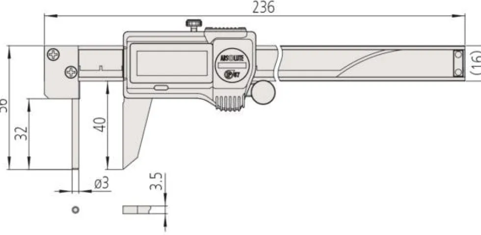 Mitutoyo ABSOLUTE Digimatic Skjutmått 573-662-20 för mätning av rörtjocklek 0-150mm, 0,01mm, IP67, datautgång