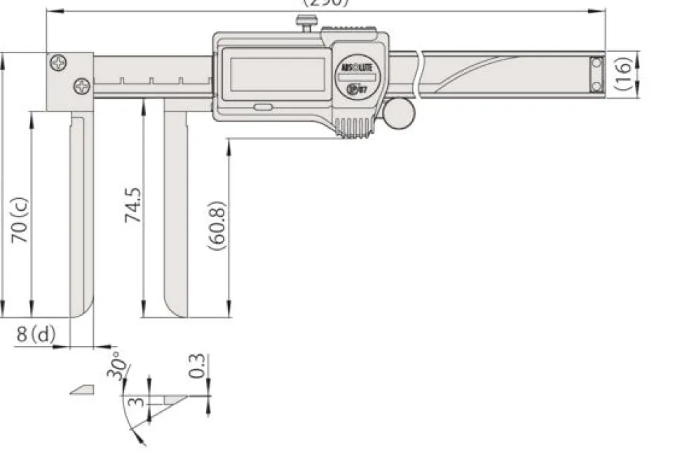 Mitutoyo ABSOLUTE Digimatic Skjutmått 573-642-20 10,1-200mm, 0,01mm knivformade skänklar, IP67, friktionsrulle, datautgång