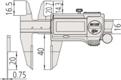 Mitutoyo ABSOLUTE Digimatic Skjutmått 573-635-20 0-150mm, 0,01mm tunna hårdmetallbel. skänklar, IP67, datautgång