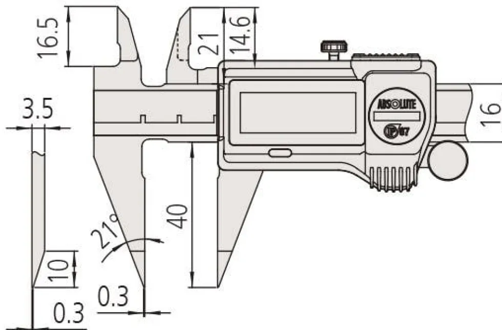 Mitutoyo ABSOLUTE Digimatic Spetsskjutmått 573-622-20 0-150mm, 0,01mm, IP67, datautgång
