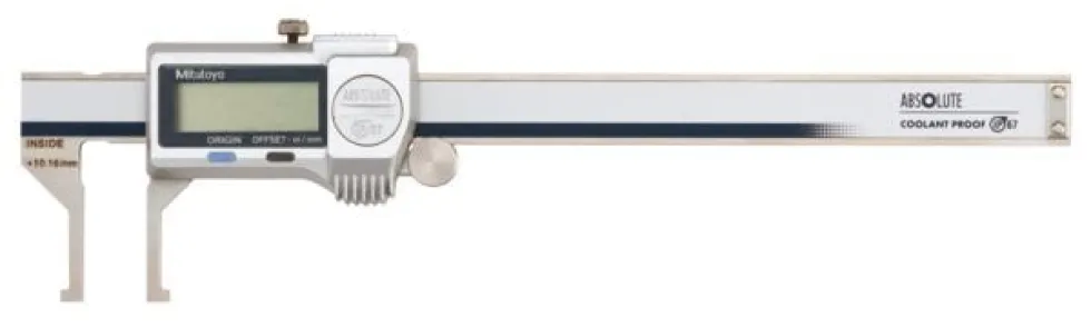 Mitutoyo ABSOLUTE Digimatic Skjutmått 573-745-20 med utåtriktade mätskänklar 0,404-6in, 0,0005in, IP67, friktionsrulle, datautgång