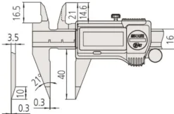Mitutoyo ABSOLUTE Digimatic Spetsskjutmått 573-721-20 0-6in, 0,0005in, IP67, friktionsrulle, datautgång