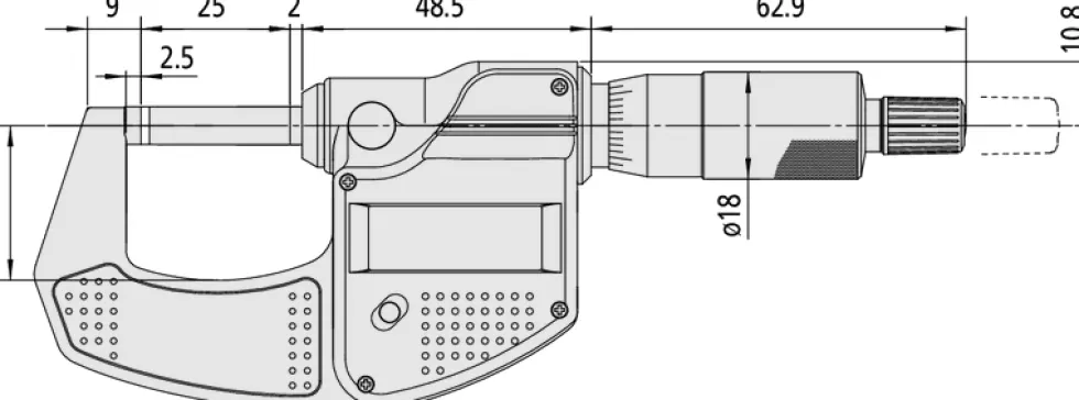 Mitutoyo Digimatic Mikrometer 293-821-30 utvändig 0-25mm, 0,001mm, hårdmetallbelagd