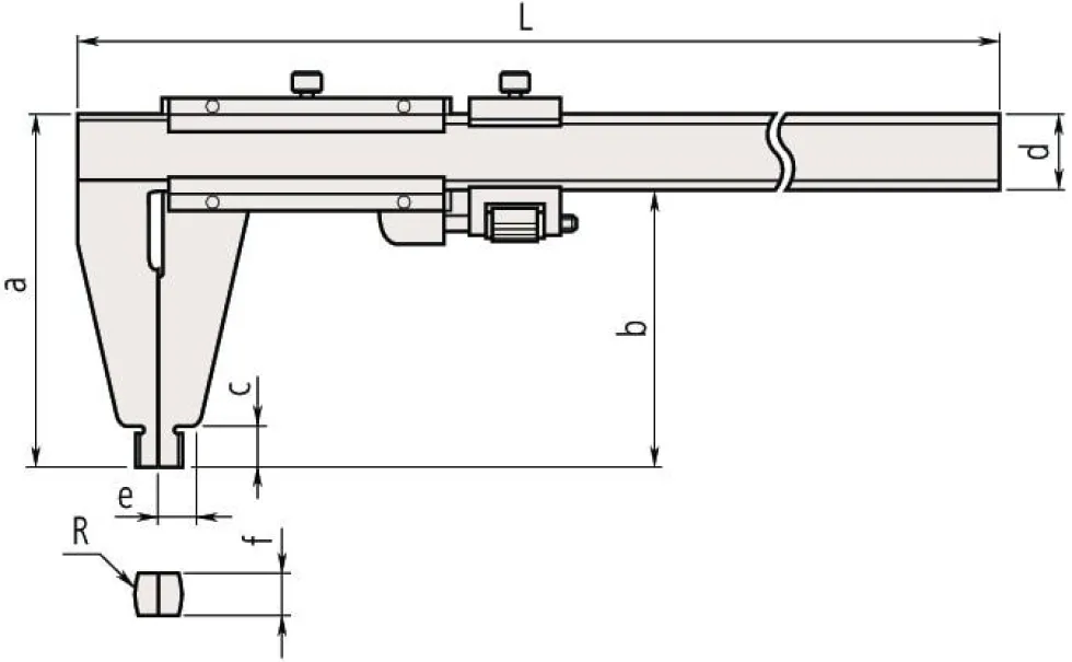 Mitutoyo Nonieskjutmått 160-127 med rundade mätytor 0-300mm, 0,02mm, finjustering