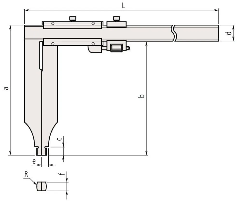 Mitutoyo Nonieskjutmått 534-104 0-1000mm, 0,05mm långa skänklar, finjustering