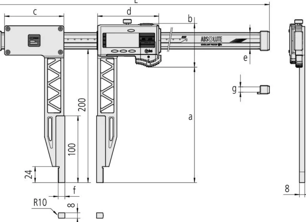 Mitutoyo Skjutmått 552-150-10 i kolfiber 0-450mm, 0,01mm extra långa skänklar, IP66, datautgång