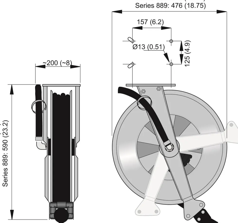 Nederman Slangvinda 889 för luft/vatten 3/8'' 10x16,4mm 15bar 20m