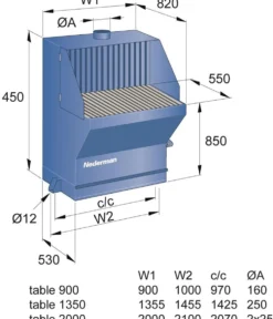 Nederman Svets- & slipbord 2000 mm