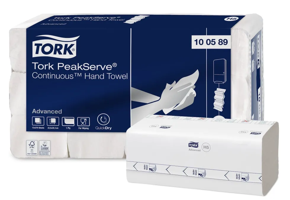Pappershandduk Tork PeakServe Continuous H5 Advanced 1-Lag Vit 3240st/fp