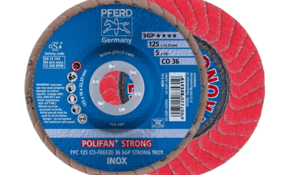 Pferd Lamellrondell Polifan-Strong 125x22,23mm CO-FREEZE 36 SGP Strong-Inox, konisk