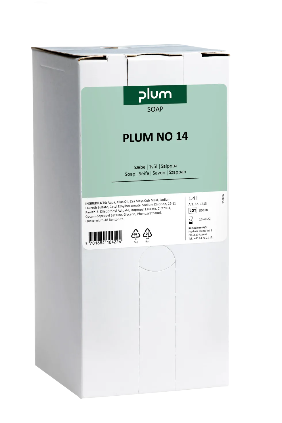 Plum Flytande tvål Plum 14 1,4 L Bag in box