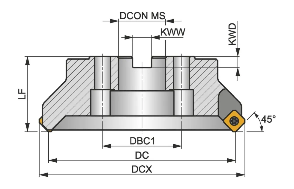 Pramet Planfräs 250C14R-S45SD13F-C för vändskär
