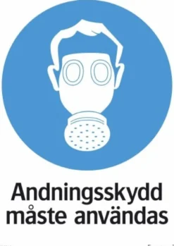 Systemtext Skylt Andningsskydd måste användas 210x297mm