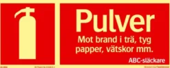 Systemtext Skylt Brand Pulver ABC-Släckare 250x100mm