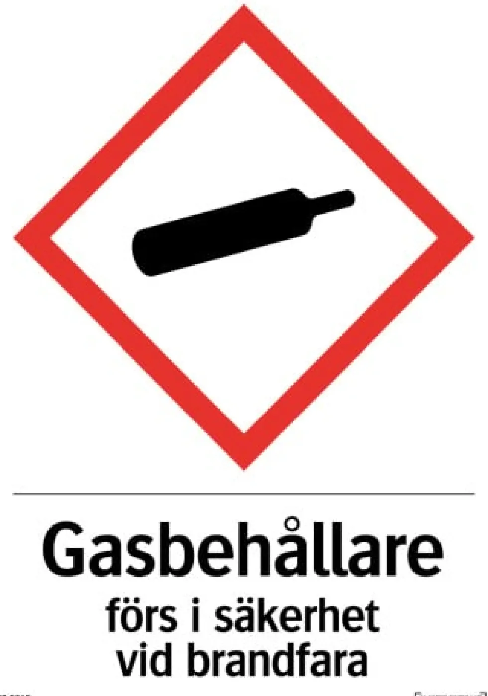 Systemtext Skylt Gasbehållare förs i säkerhet 148x210mm Dekal