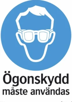 Systemtext Skylt Ögonskydd måste användas 210x297mm