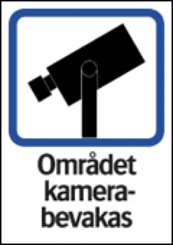 Systemtext Skylt Området kamerabevakas