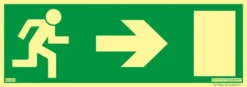 Systemtext Skylt Utrymningsväg till höger 297x105mm