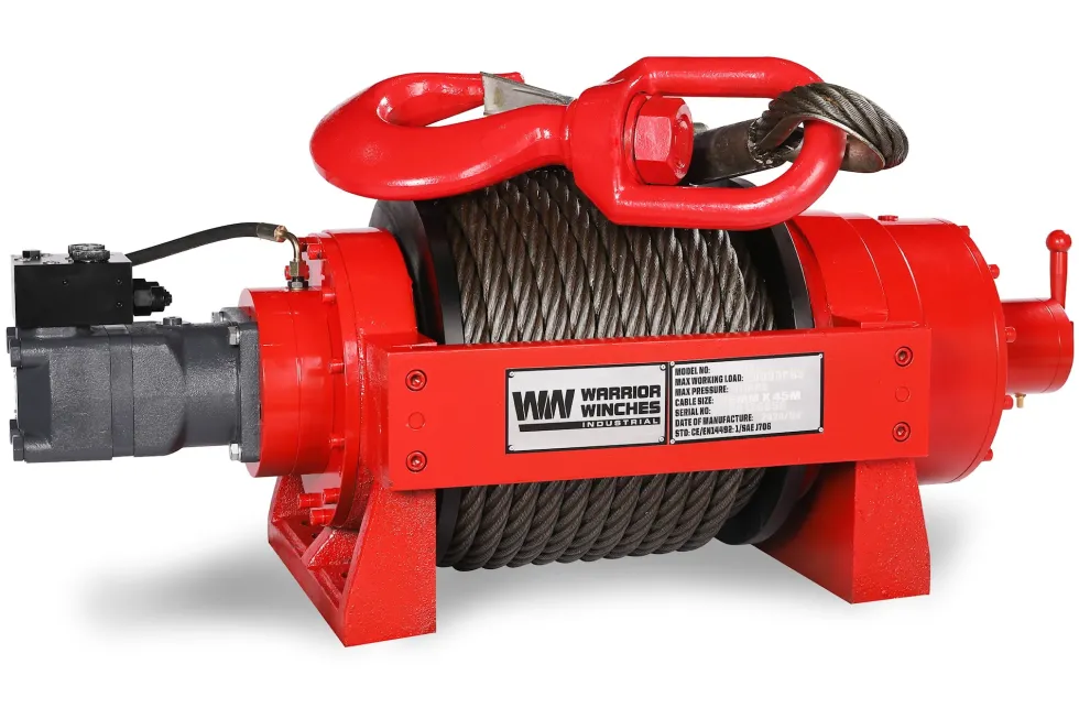 Warrior Winches JR 20,000kg Industriell Hydraulisk Vinsch, Stålvajer