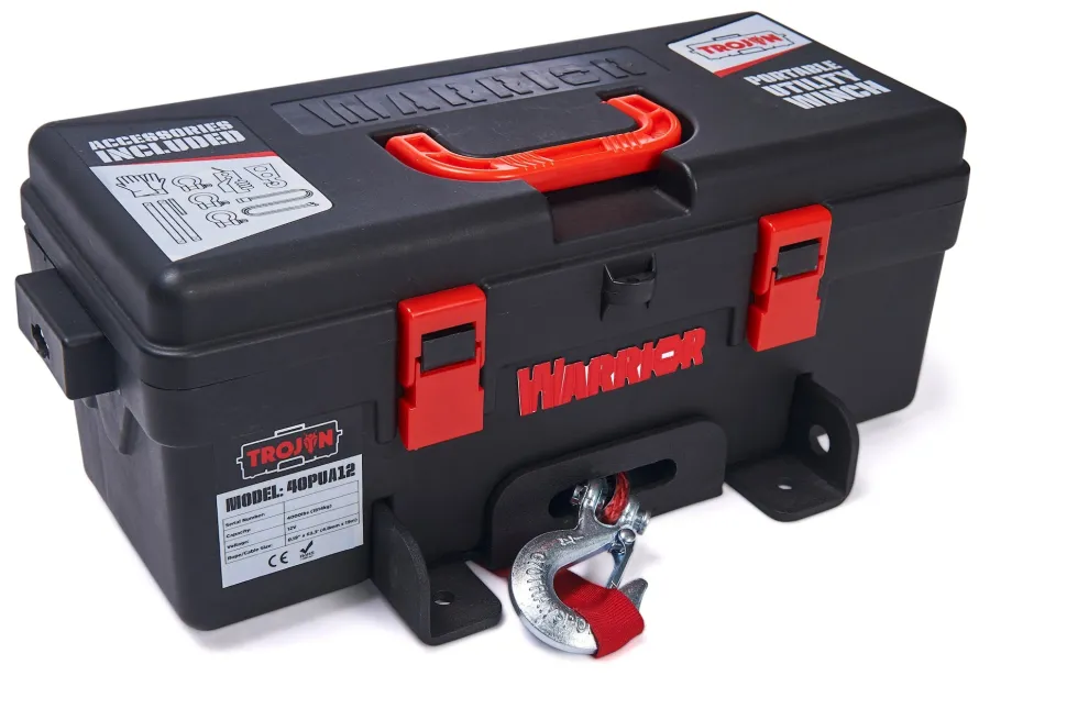 Warrior Winches Trojan 4000 Portabel Vinsch, 12V Syntetiskt rep