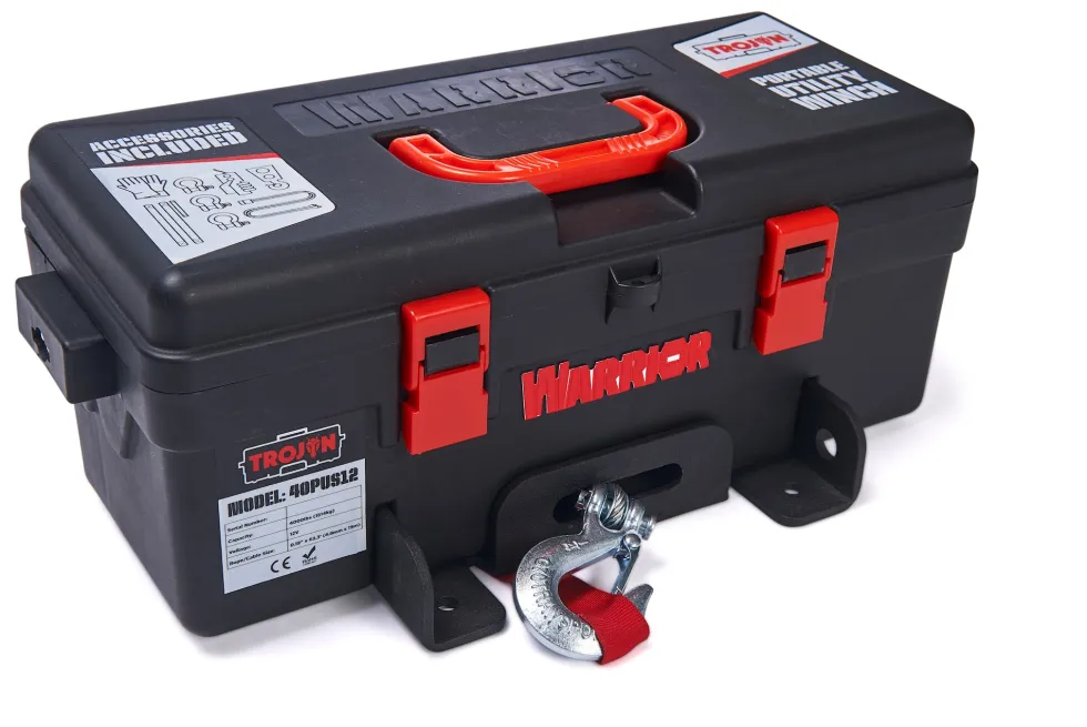 Warrior Winches Trojan 4000 Portabel Vinsch, 12V Stålvajer