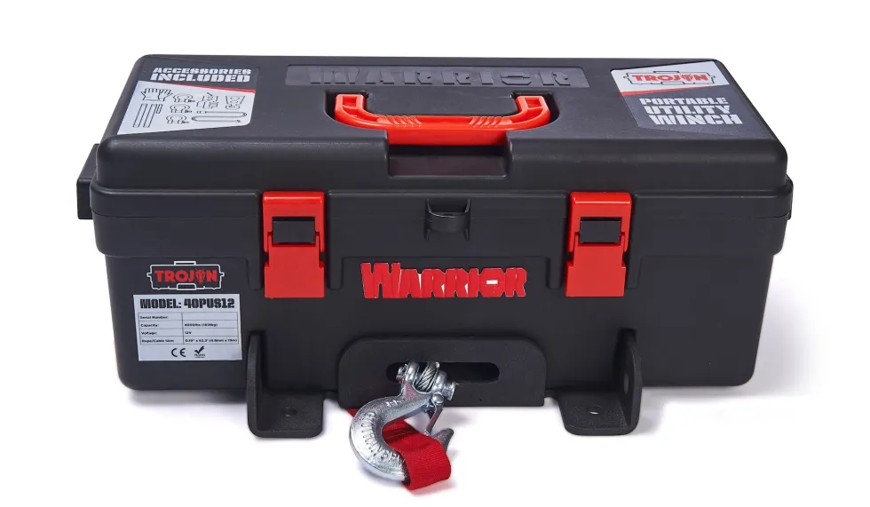 Warrior Winches Trojan 4000 Portabel Vinsch, 12V Stålvajer