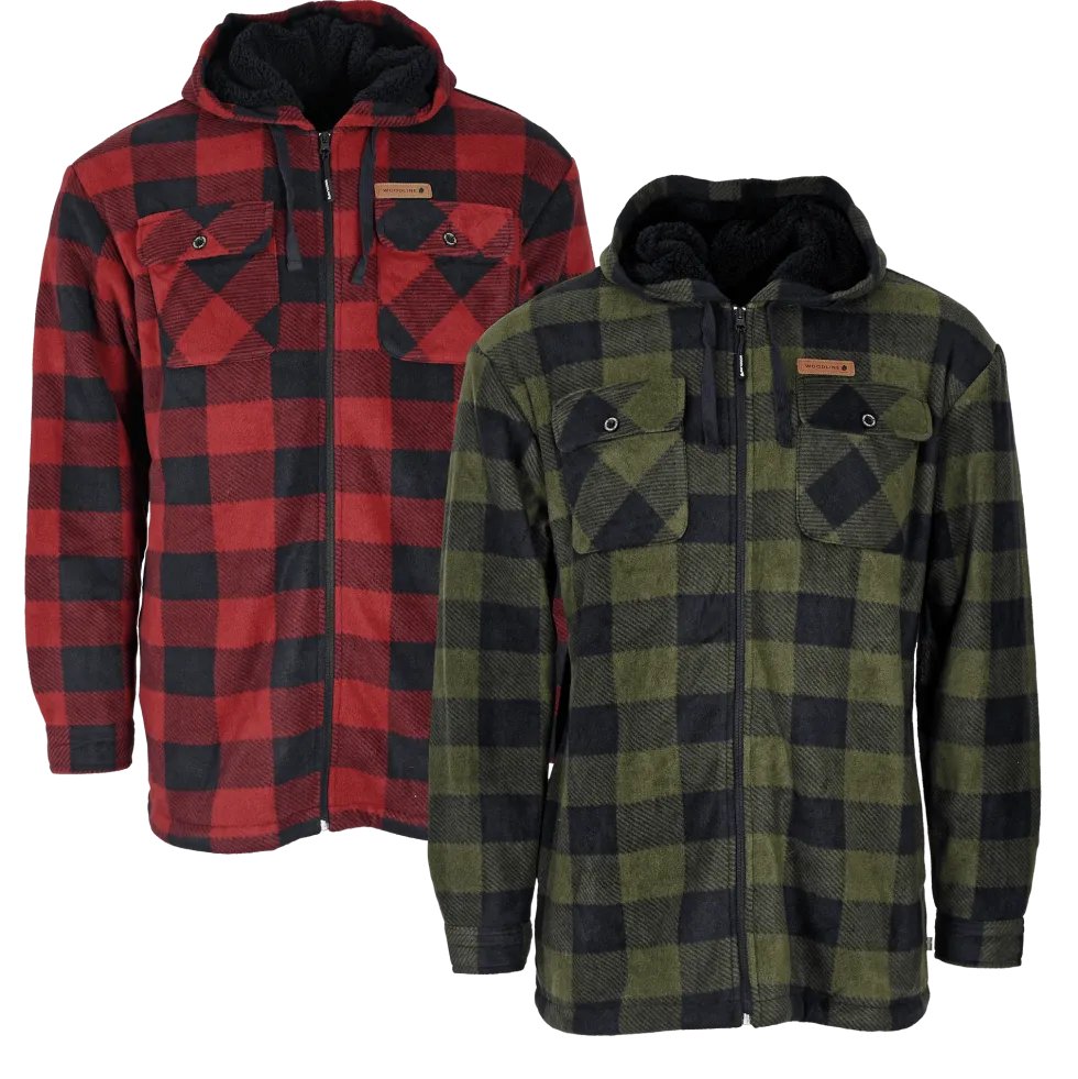 Woodline Fleecejacka Canada Röd och Grön 2-pack