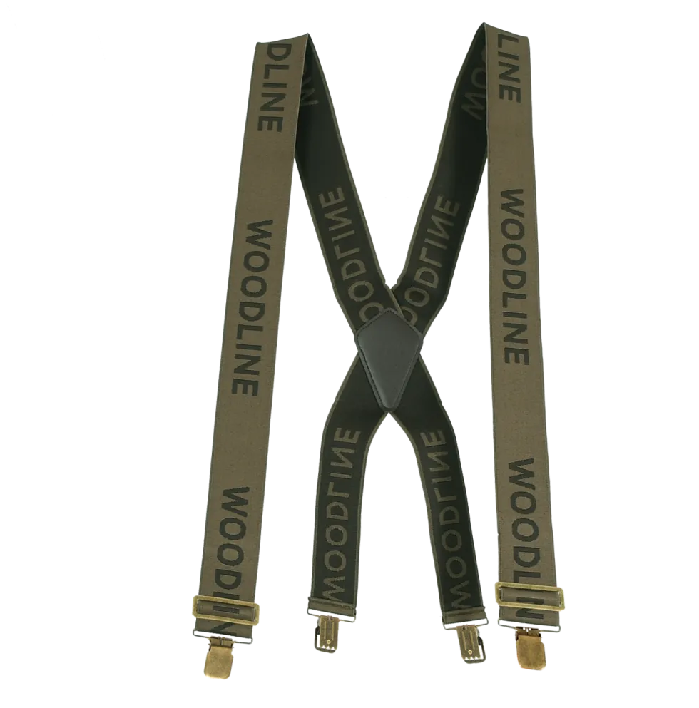 Woodline Hängslen Grön/Brun 50mm Clips