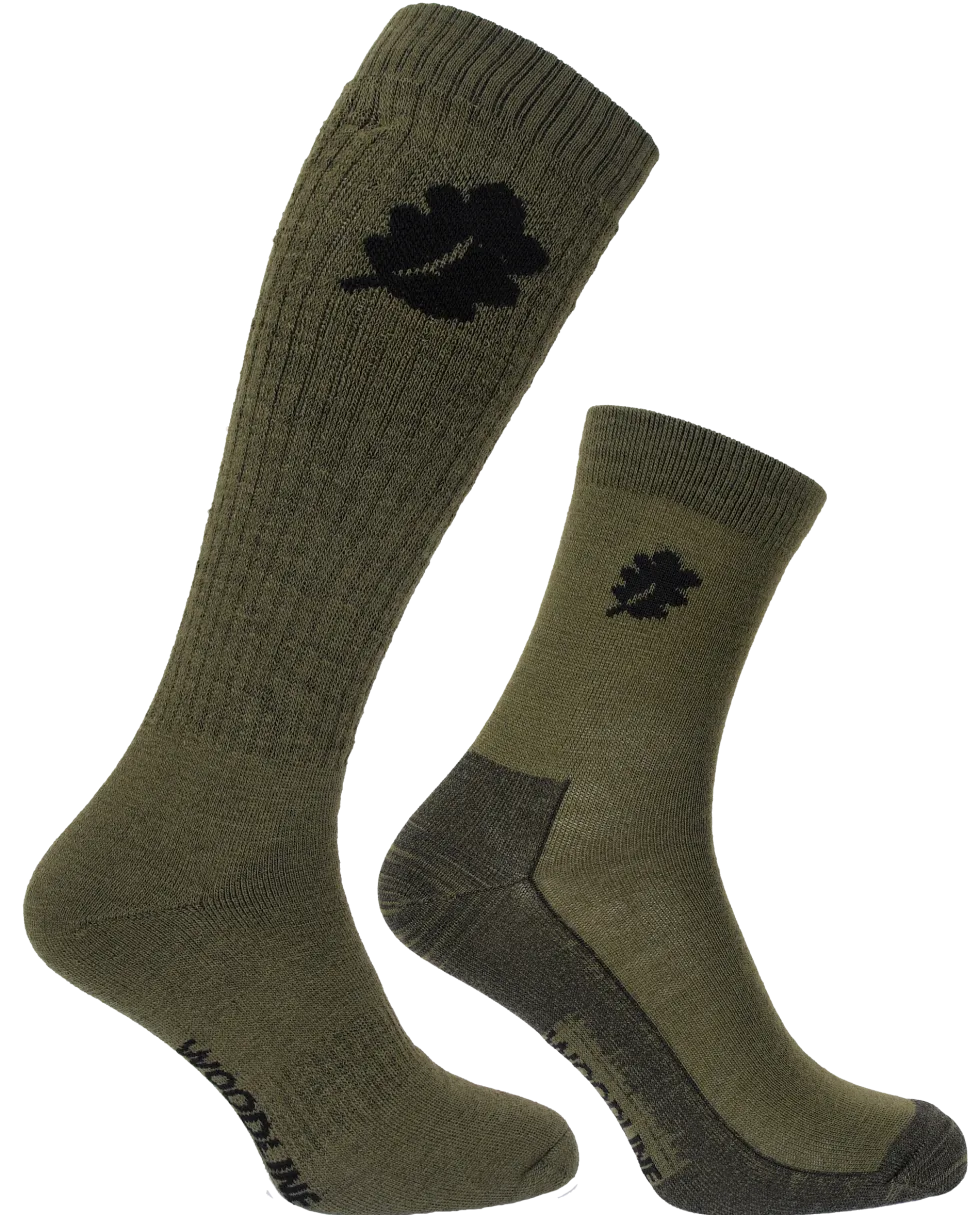 Woodline Socka + Linersocka Merinoull Grön